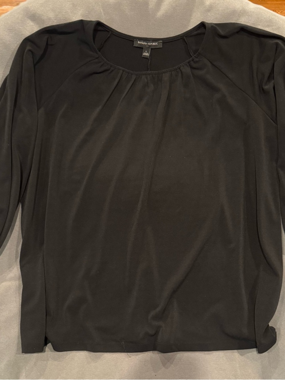 Banana Republic Black Long-Sleeve Scoop Neck Top